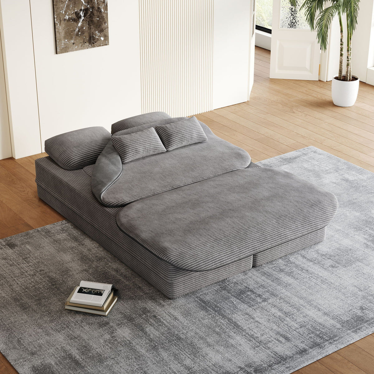 2 In 1 Foldable Sofa Bed with Multi Functional Blanket - Futon Sofa