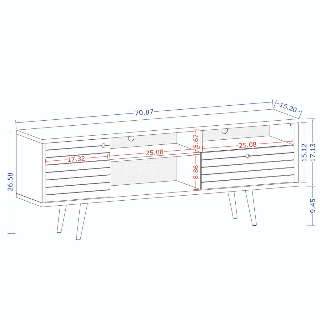 TV Stand with Wire Management and Storage - Light Brown or White