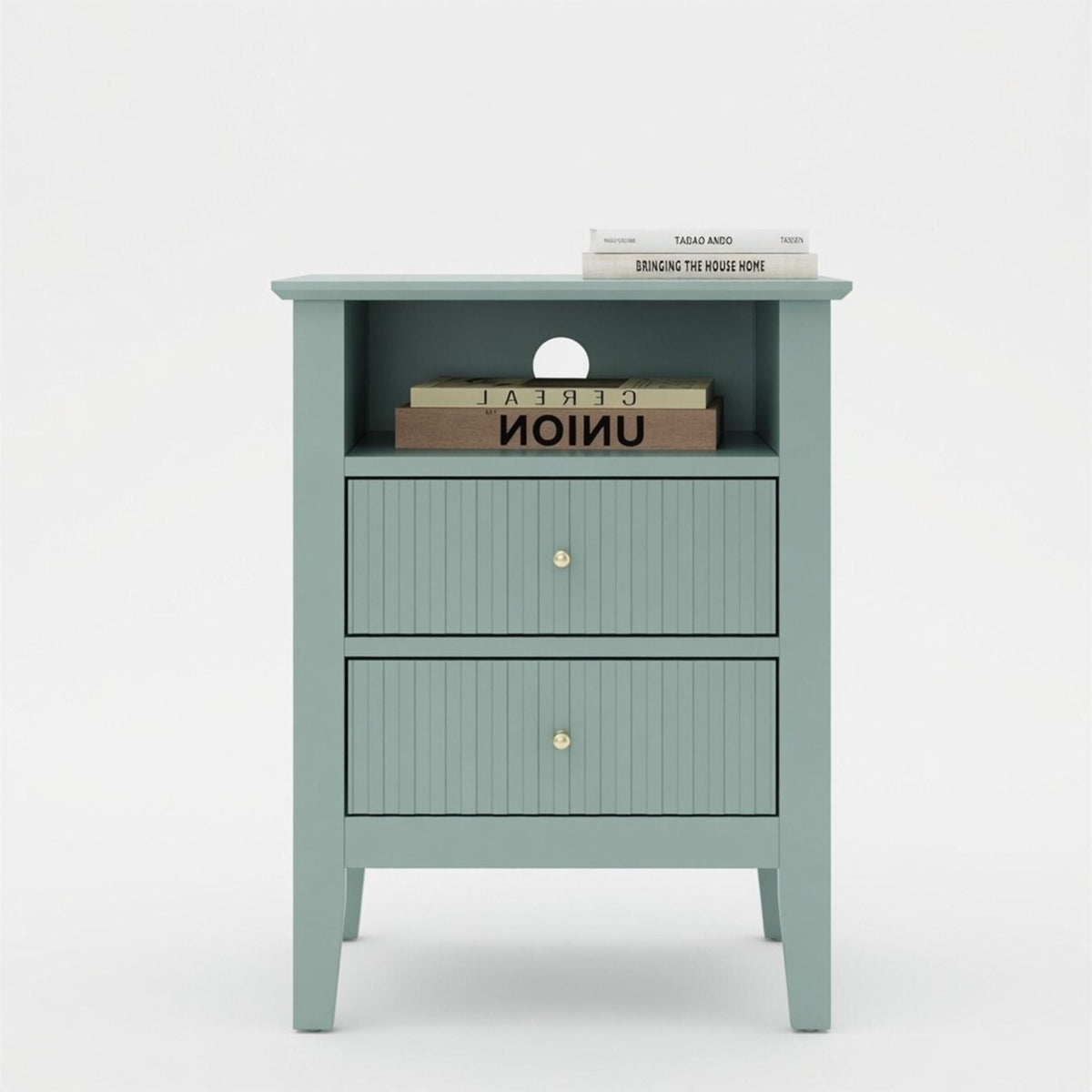 Fluted Nightstand with 2 Drawers and Soft-Close Slides - Multiple Colors