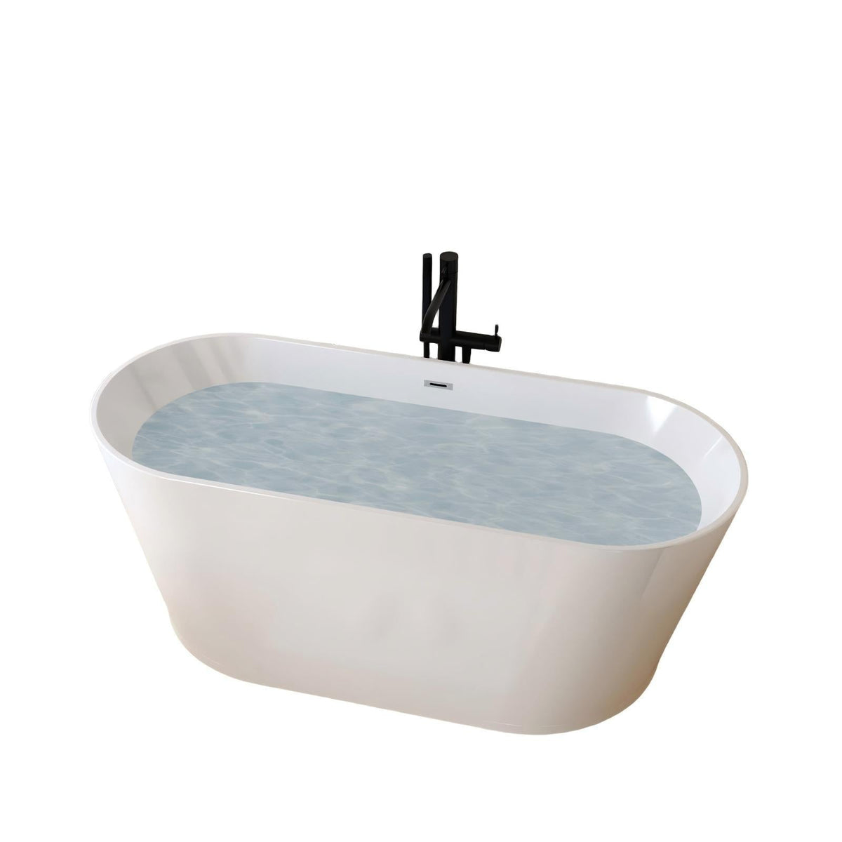 Glossy Freestanding Bathtub with Toe Tap Drain - Multiple Sizes, White or Black