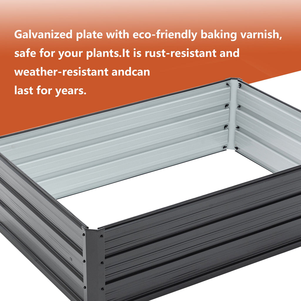 4x3x1ft Metal Raised Garden Bed with Galvanized Steel - Black