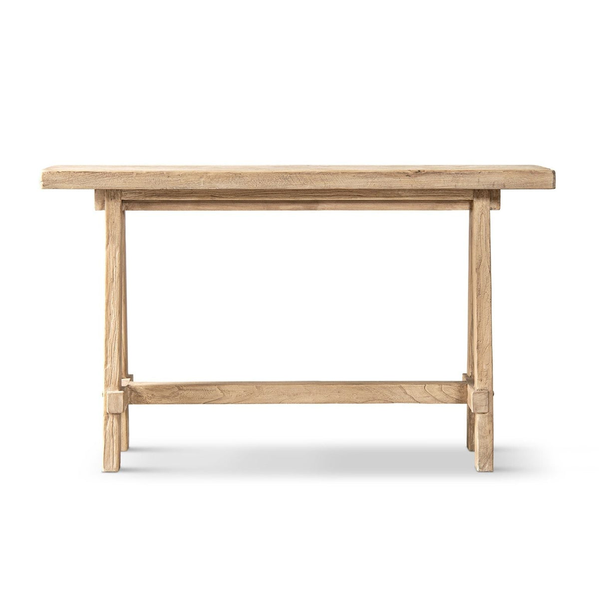 Trestle Coffee Table with Solid Reclaimed Elm Construction - Dark or Light Brown