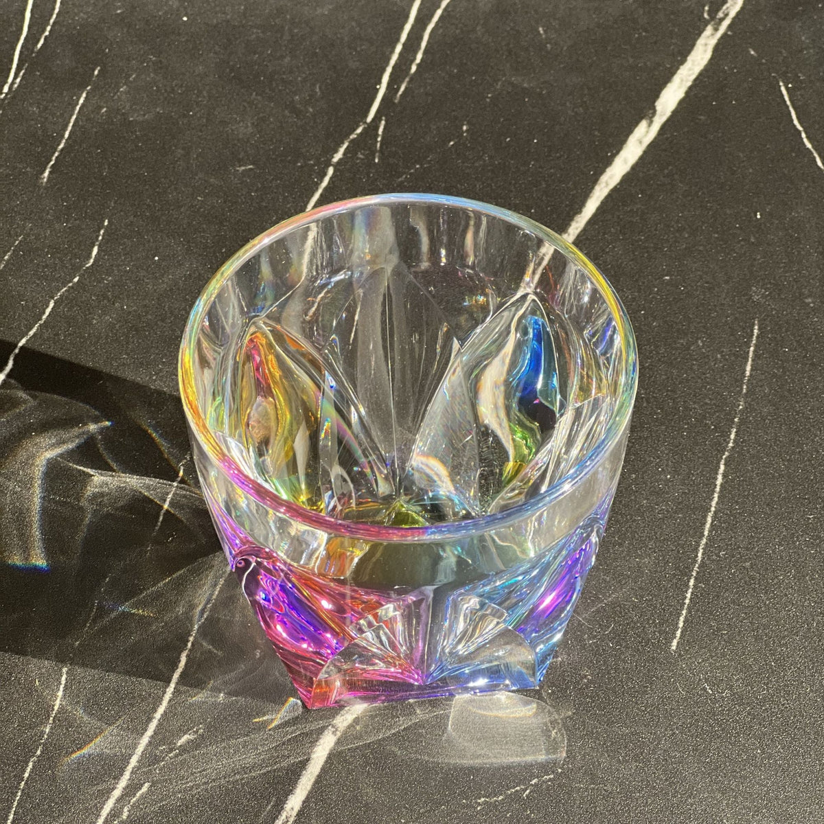Rainbow Diamond Acrylic Cocktail Glasses Set of 4 with BPA-Free Plastic - Clear