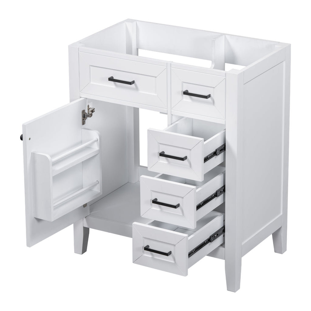 30" Bathroom Vanity Cabinet Base with Drawers - White