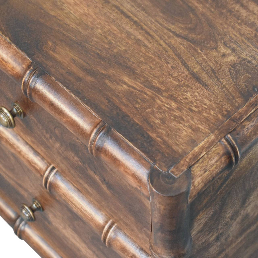 Solid Wood Bamboo Frame Nightstand with Roasted Almond Finish