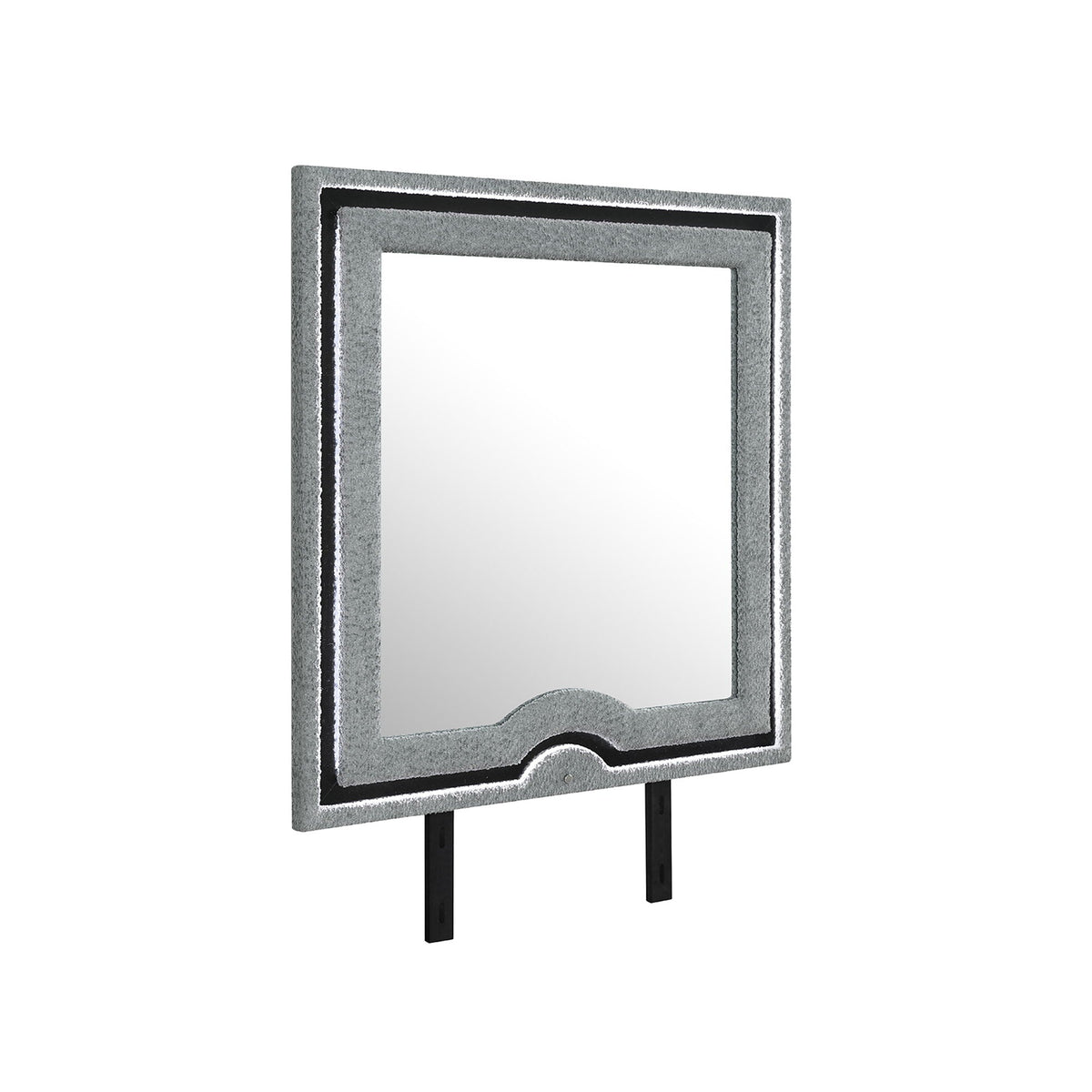 Upholstered Frame Mirror with LED Lighting - Dark Gray
