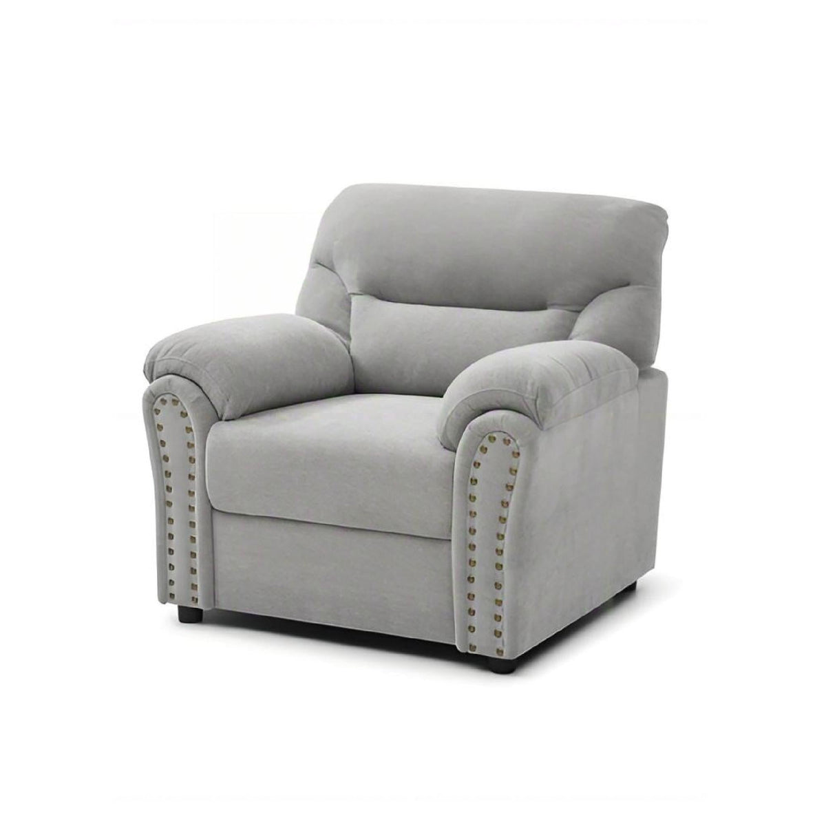 Hamilton Arm Chair with Hand-Applied Nailhead Trim and Pillow Top Cushions - Blue, Gray, Dark Brown