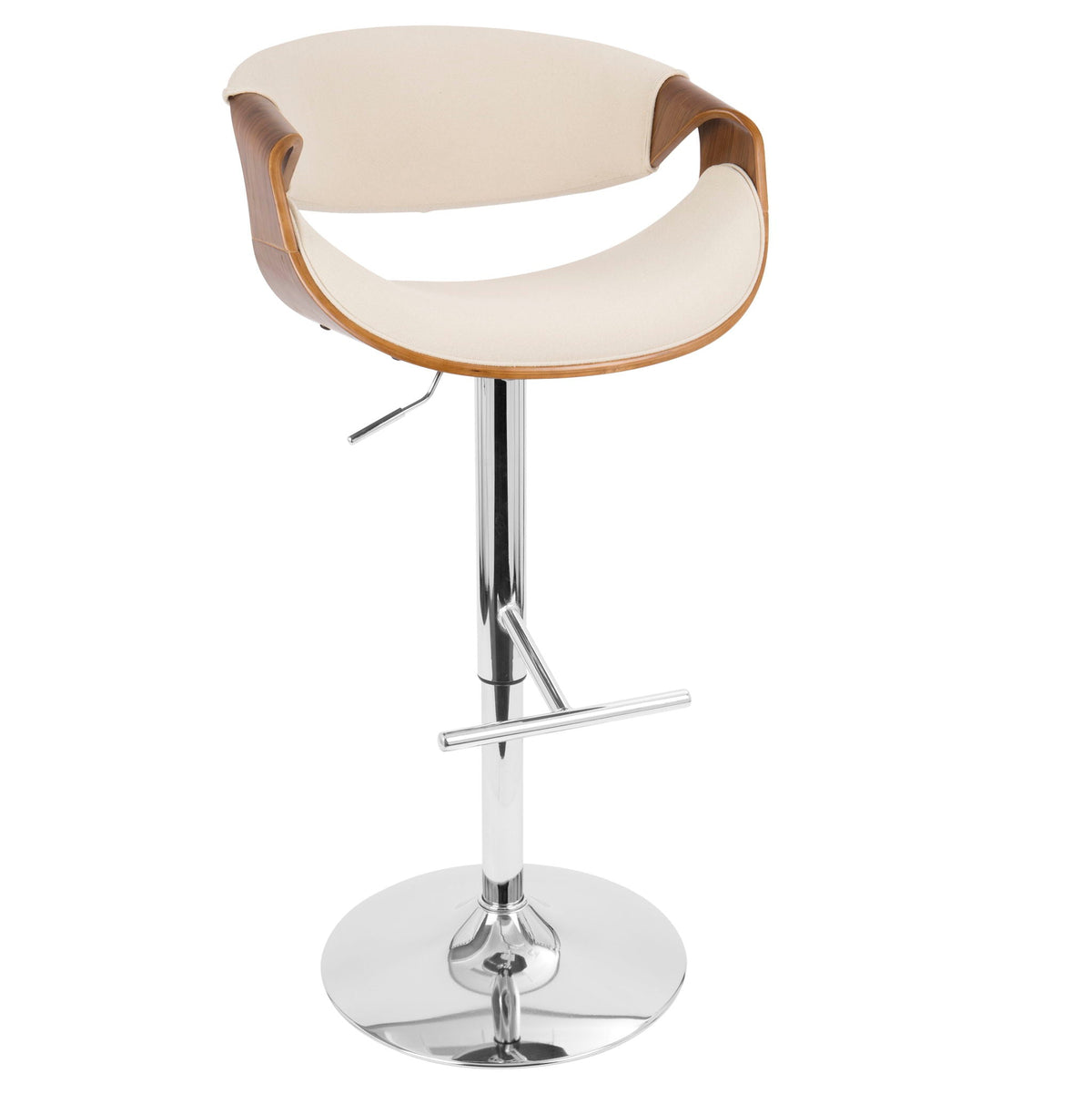 Mid Century Modern Adjustable Barstool with Swivel and T Footrest - Multiple Colors