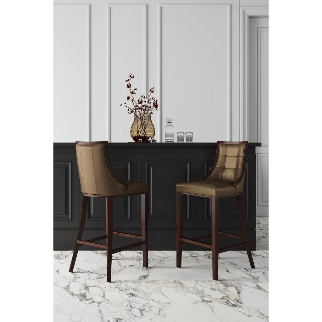 White Bar Height Stool with Solid Wood Frame - Traditional Design