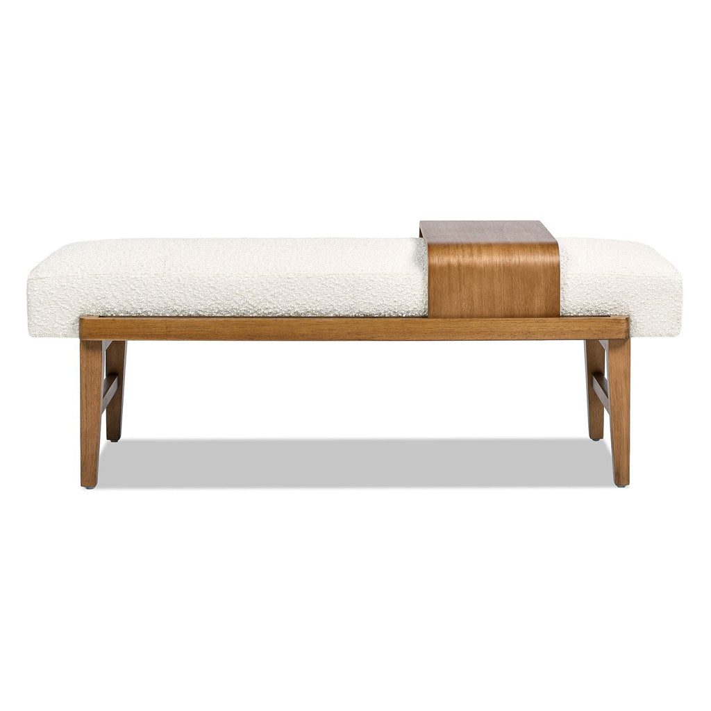 Modern Telephone Bench with Sliding Shelf – Ivory White