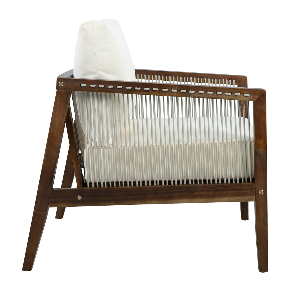 Outdoor Club Chairs (Set of 2) with Rope Back - Beige, Dark Brown or Teak