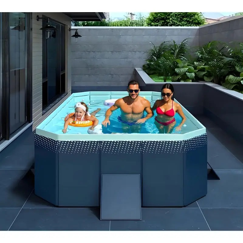 PVC Folding Pool with Durable Construction - Blue