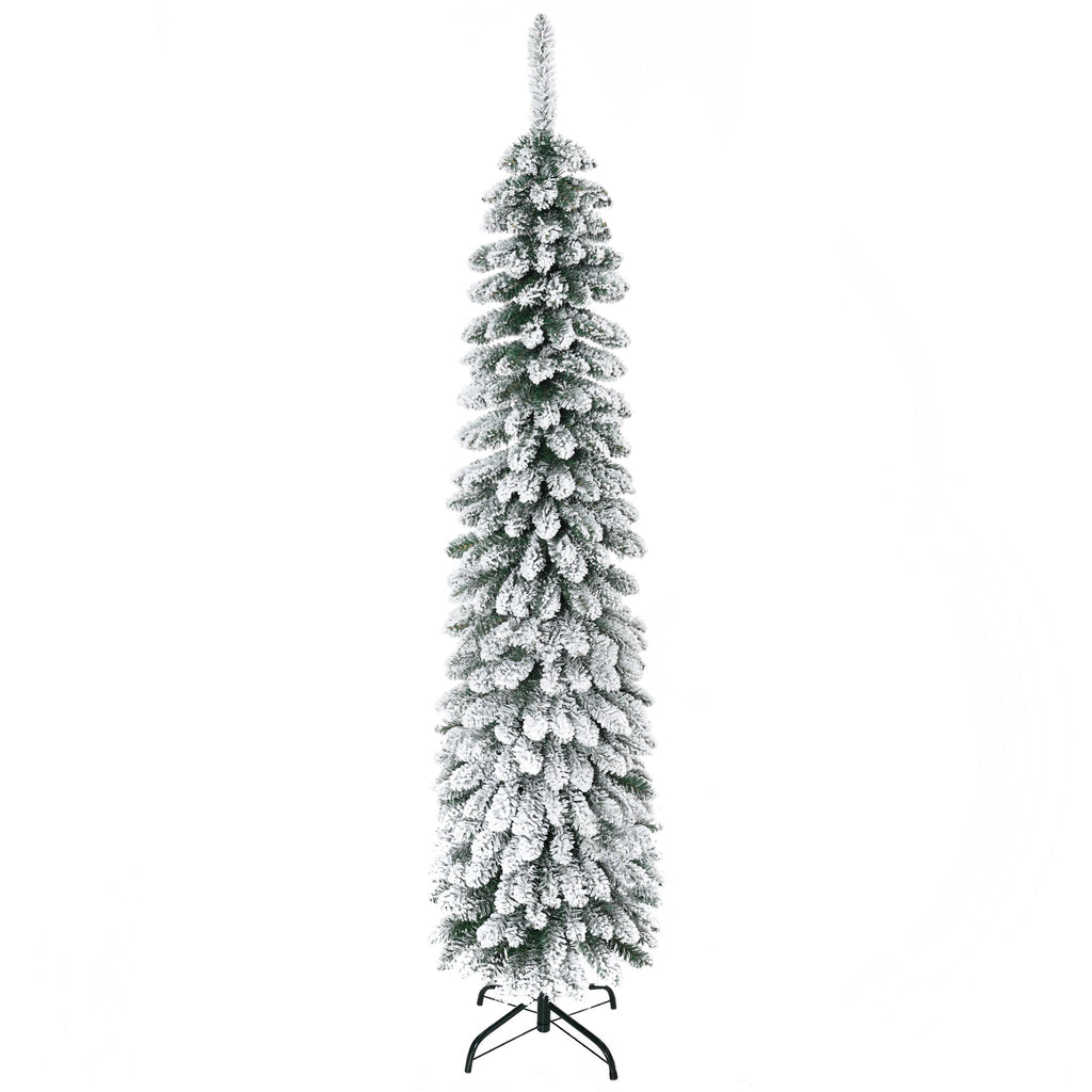 6' Snow Flocked Artificial Christmas Tree with Realistic Branches - White