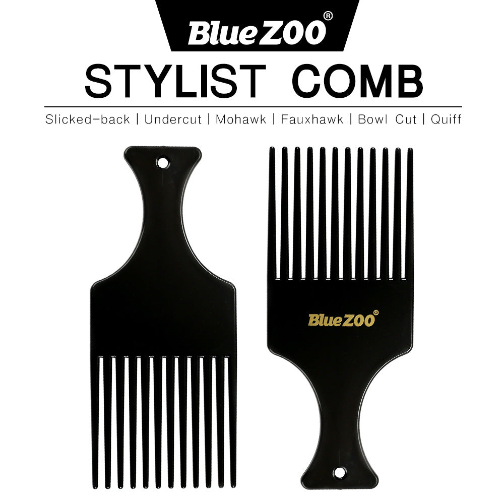 Thin Black Tough Blue ZOO Men's Retro Oil Head Big Back Mohawk Modeling Airplane Head Stylist Comb
