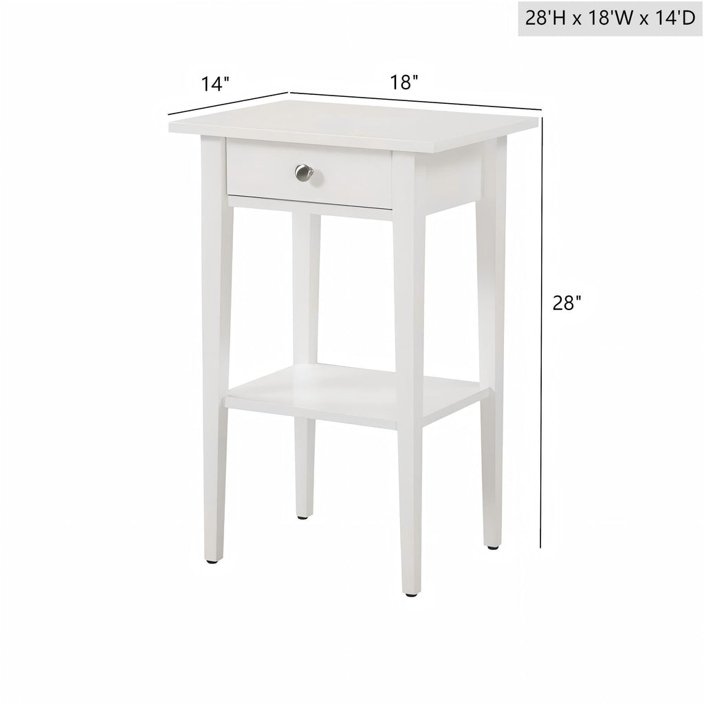 Wood Nightstand with Drawer and Shelf - Multiple Colors
