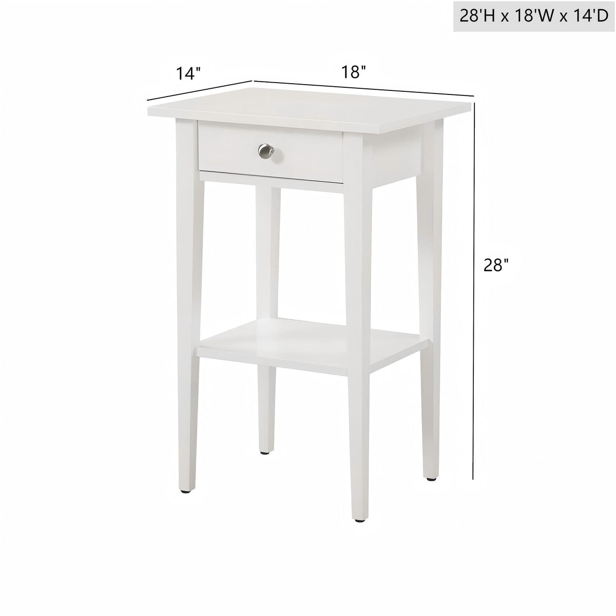 Wood Nightstand with Drawer and Shelf - Multiple Colors