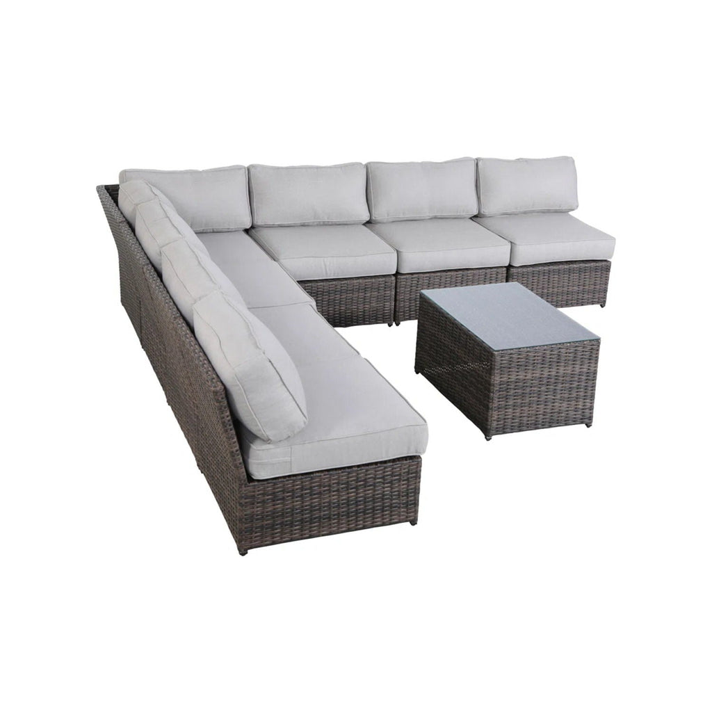 Modern Patio Rattan Sectional Set with Cushions - Multiple Colors