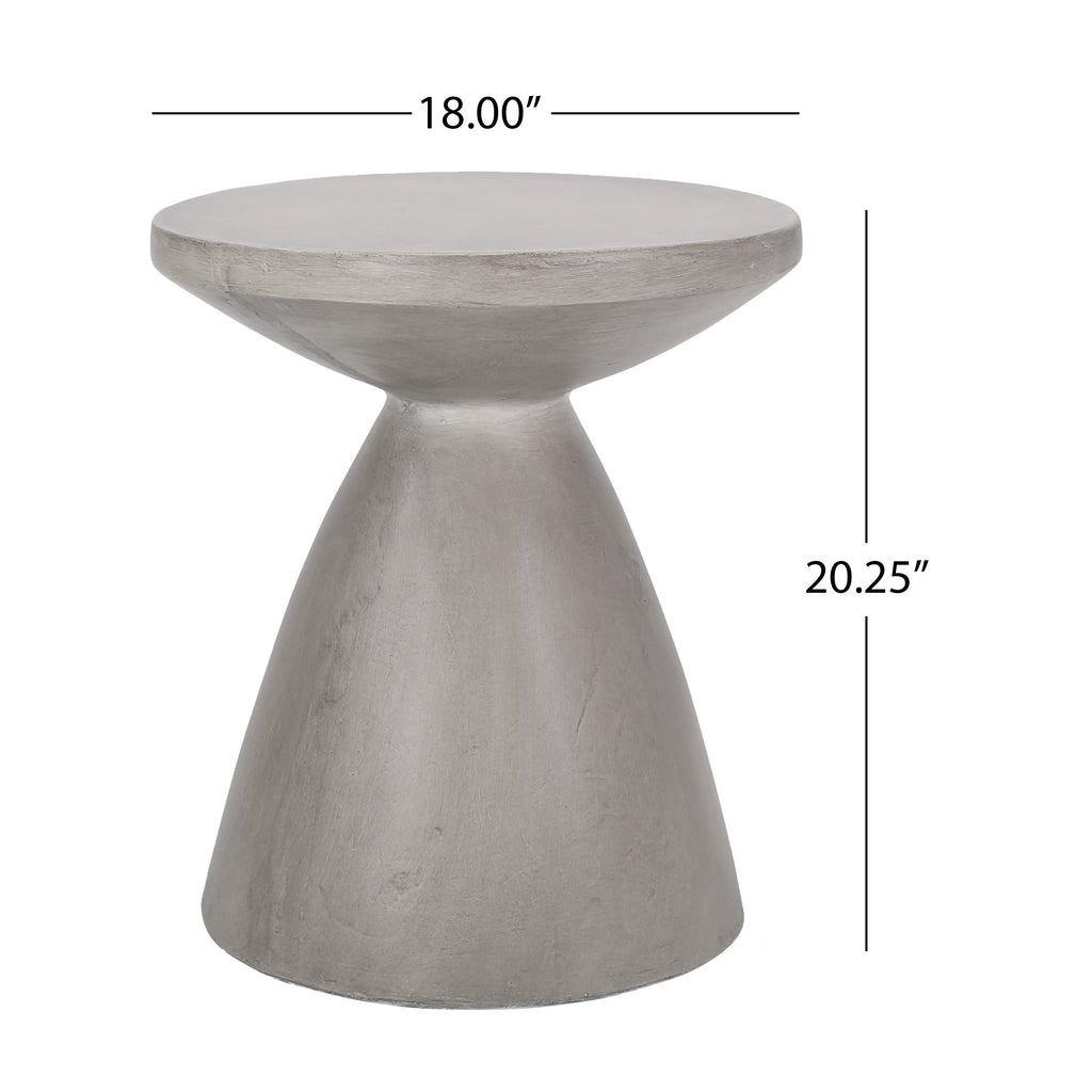 Lightweight Concrete Outdoor Side Table with Modern Design - Light Grey