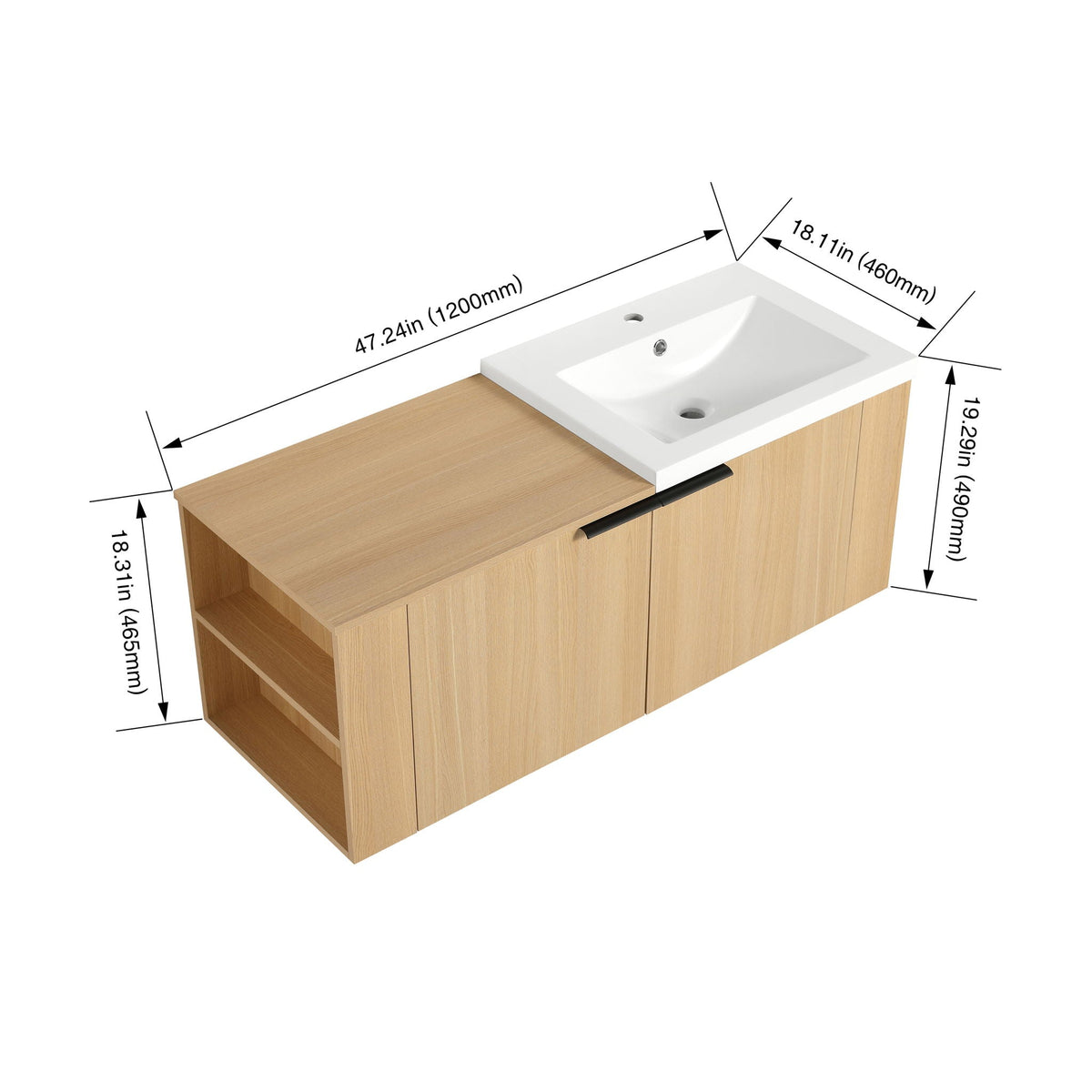 Modern Bathroom Vanity Sink Combo With Spacious Storage - White or Light Brown