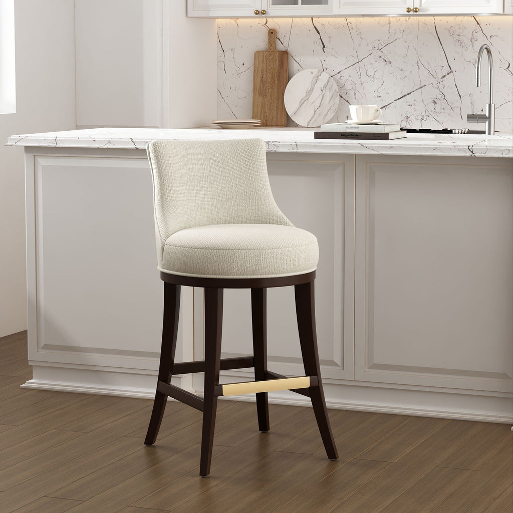 Bar Height Barstool with Backrest - Green, Light Brown, or Beige