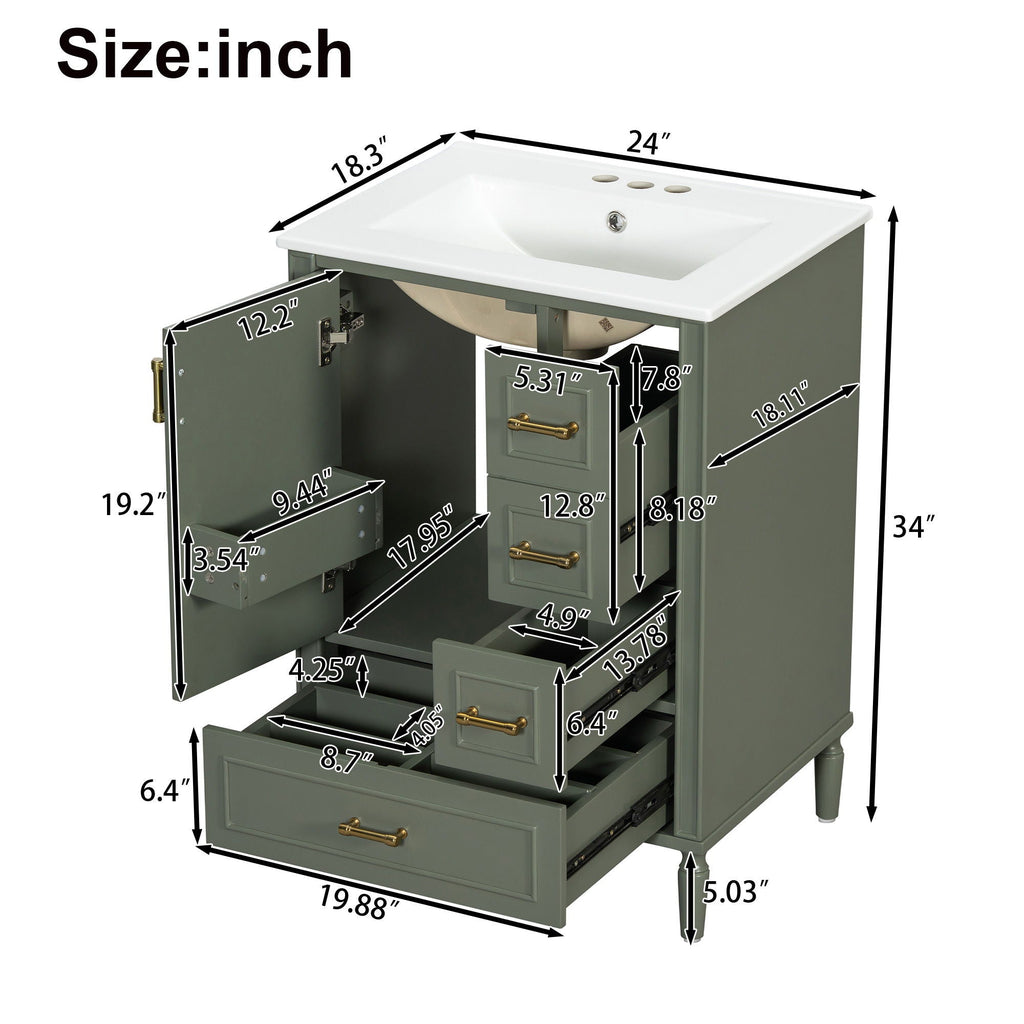 Traditional Bathroom Vanity Set with Soft Close Doors - Multiple Colors