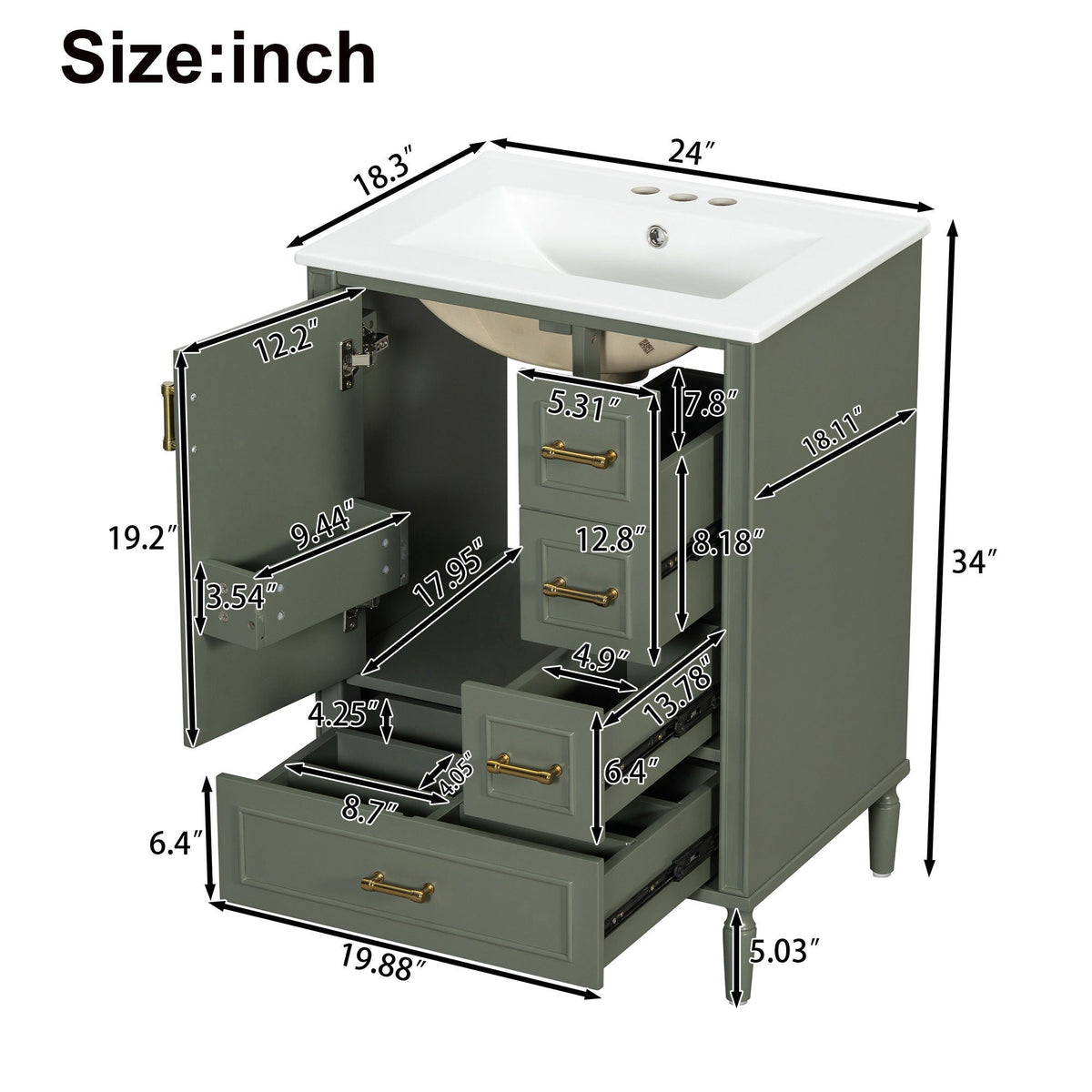 Traditional Bathroom Vanity Set with Soft Close Doors - Multiple Colors