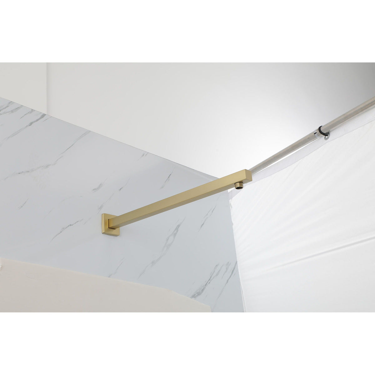 Wall Mounted Shower Arm with Flange – 16" Stainless Steel - Gold, Black, Gray