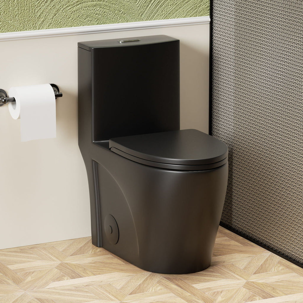 1 Piece Toilet with Tornado Flush and Dual Flush - ADA Height Chair - Gray, Pink, or Black