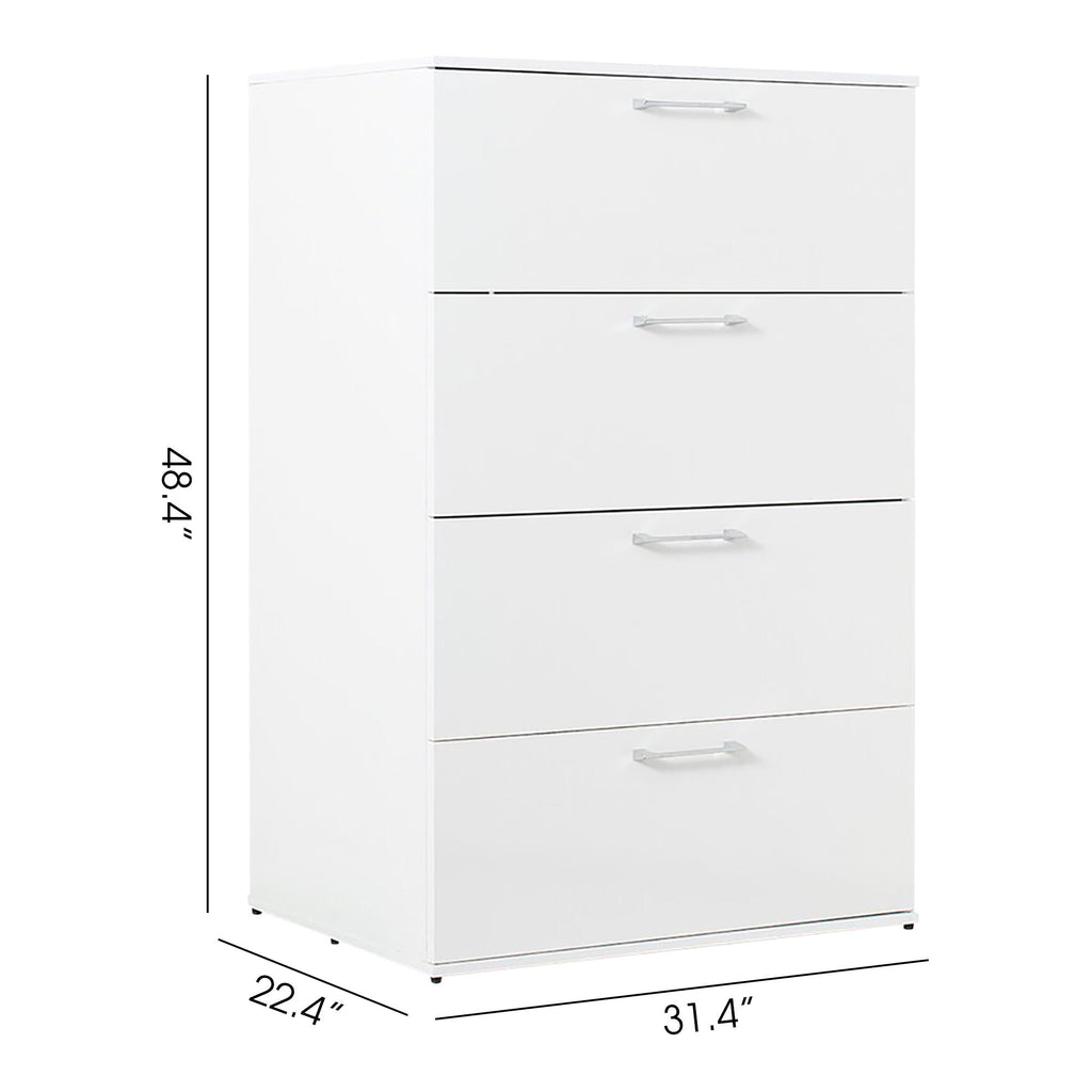 Glossy 4 Drawer Accent Chest with Deep Storage - Dark Gray or White