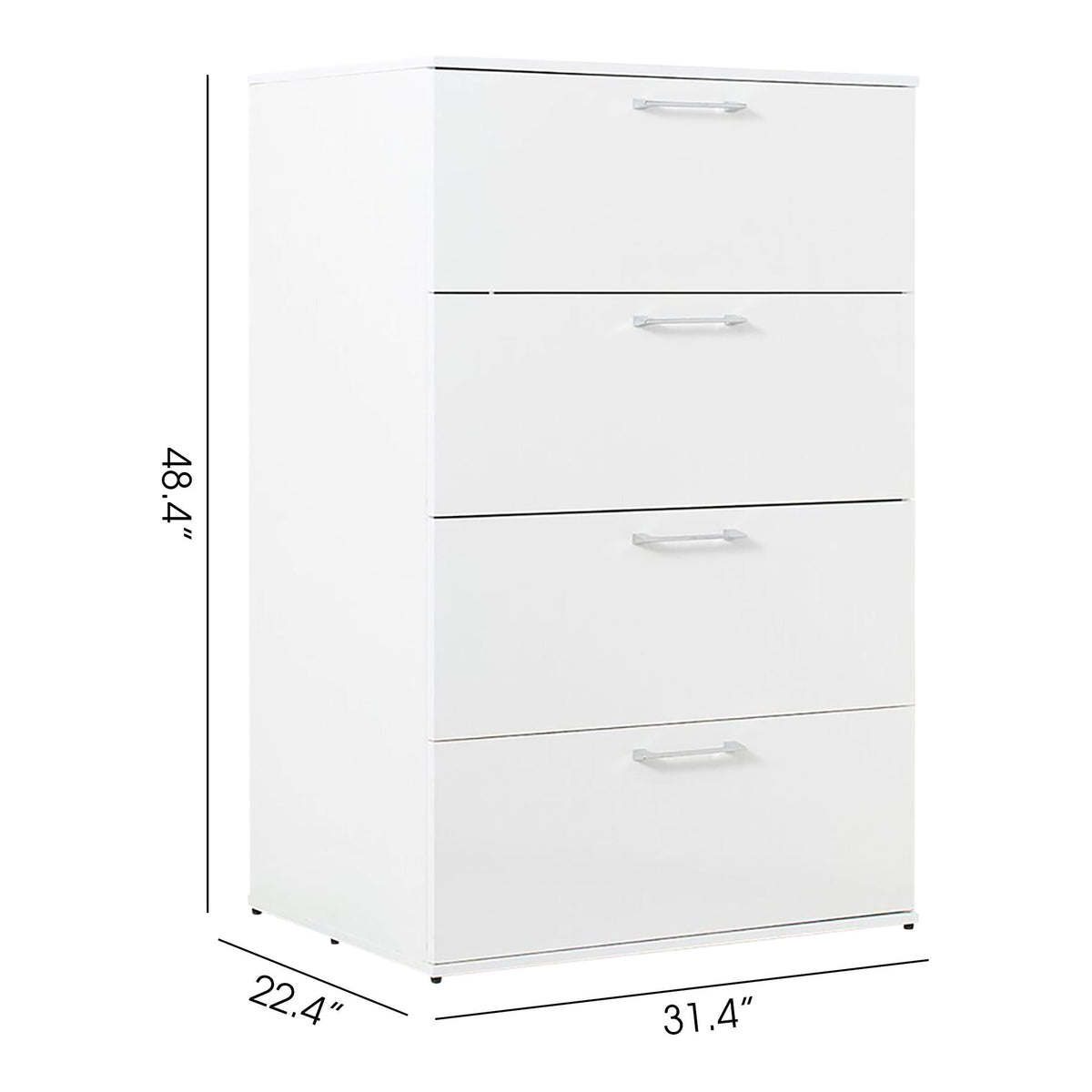 Glossy 4 Drawer Accent Chest with Deep Storage - Dark Gray or White