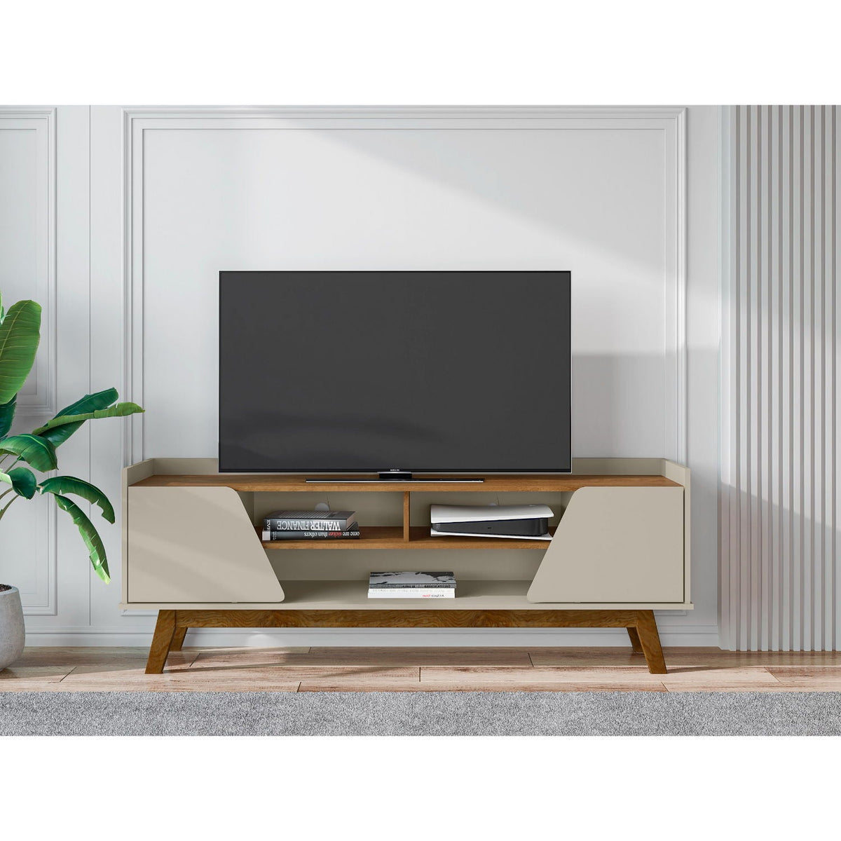 TV Stand with 5 Shelves and Soft Close Doors - Multiple Colors