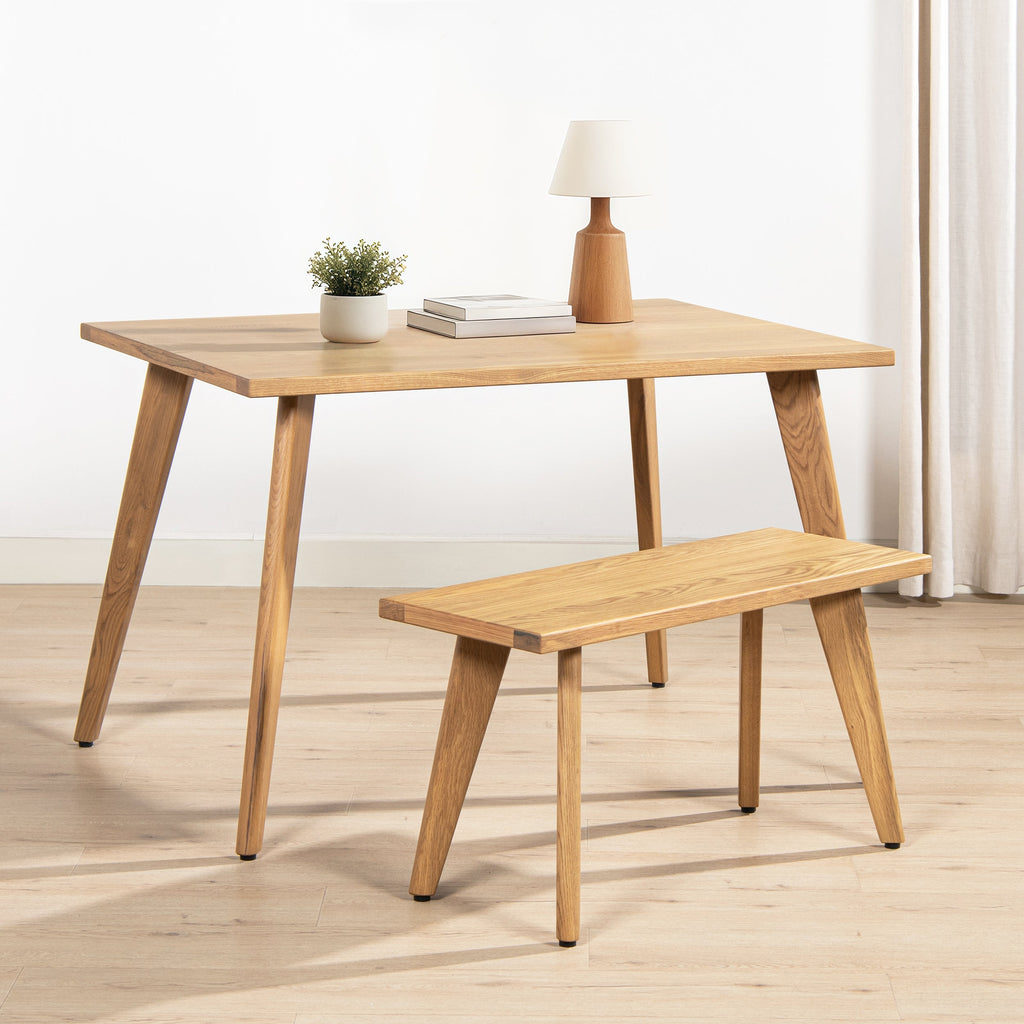 Capri 47-78.5" Solid Red Oak Dining Table with Extending Leaves - Dark Brown or Brown