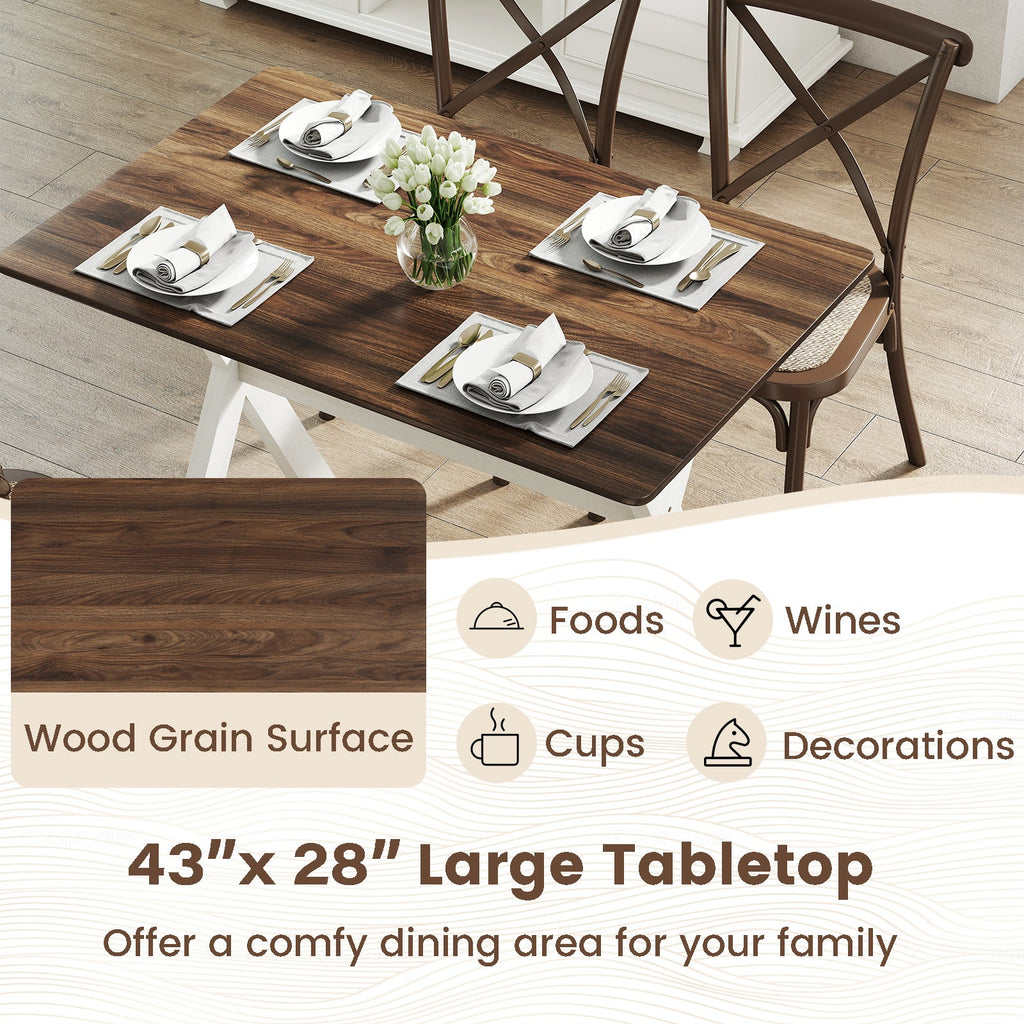 Modern Dining Table Wooden Kitchen Table with X-shaped Frame-White