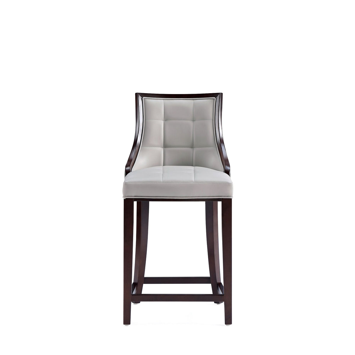 White Bar Height Stool with Solid Wood Frame - Traditional Design