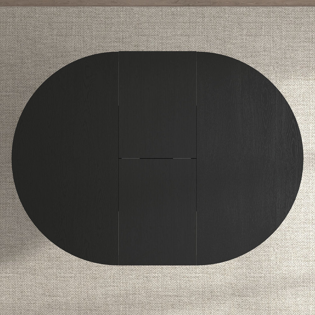 Expandable Oval Farmhouse Dining Table with Removable Leaf and X-Shaped Base - Black