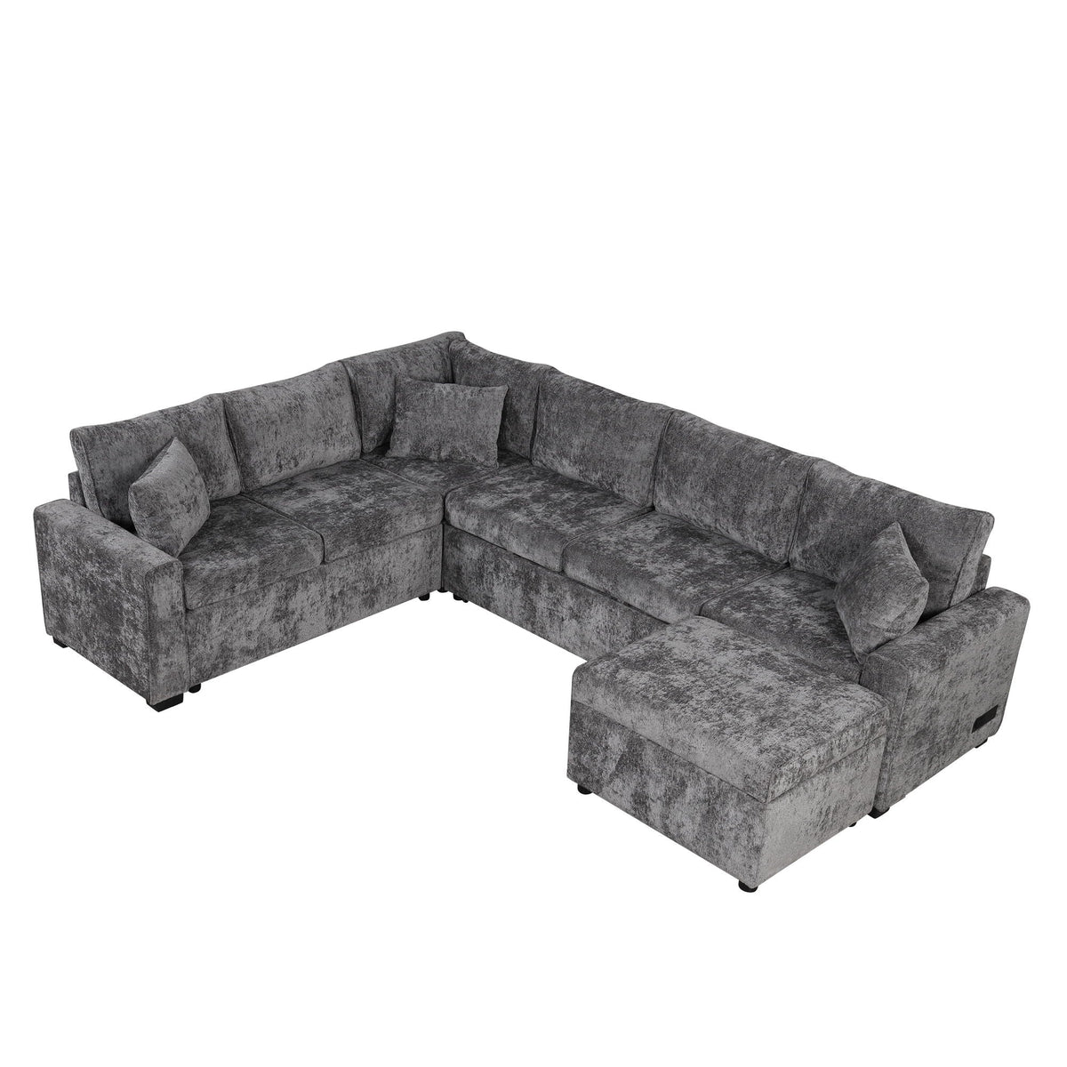 Sleeper Sectional Sofa with Storage Ottoman and USB Charging - White or Dark Gray
