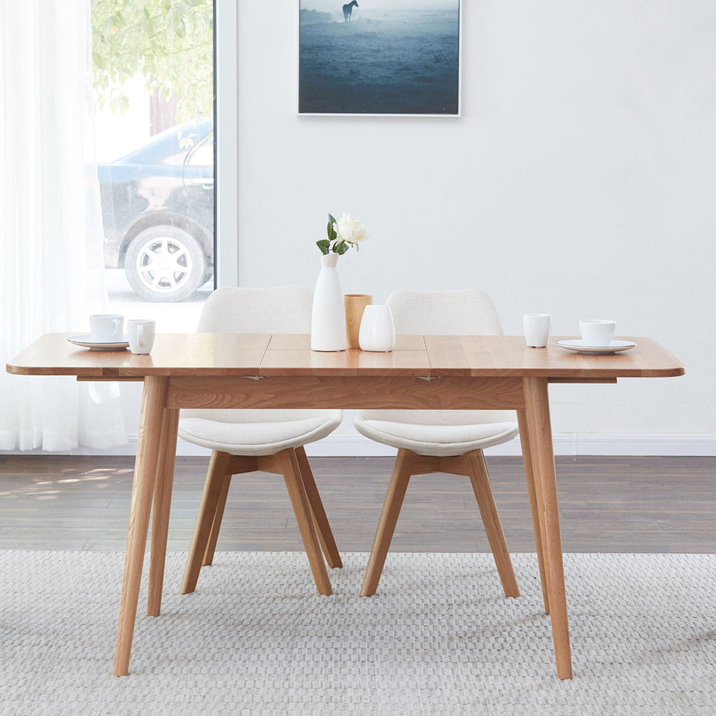 Telescopic Wood Dining Table with Extendable Top - Multiple Colors