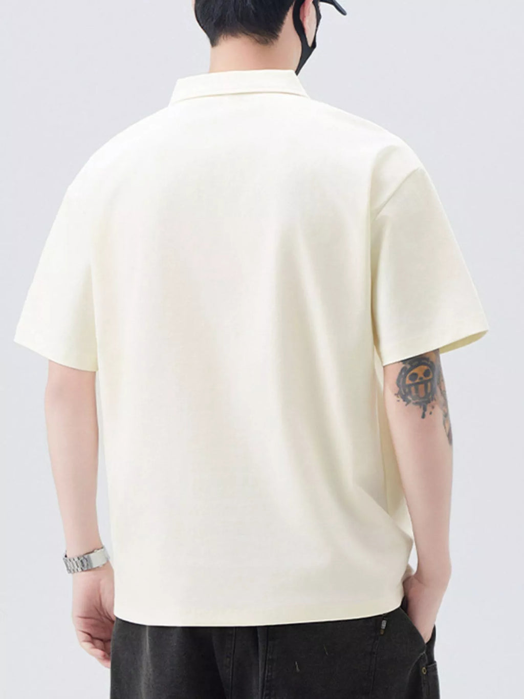 Men's Plus Size Short Sleeve Polo Shirt with Chest Pockets