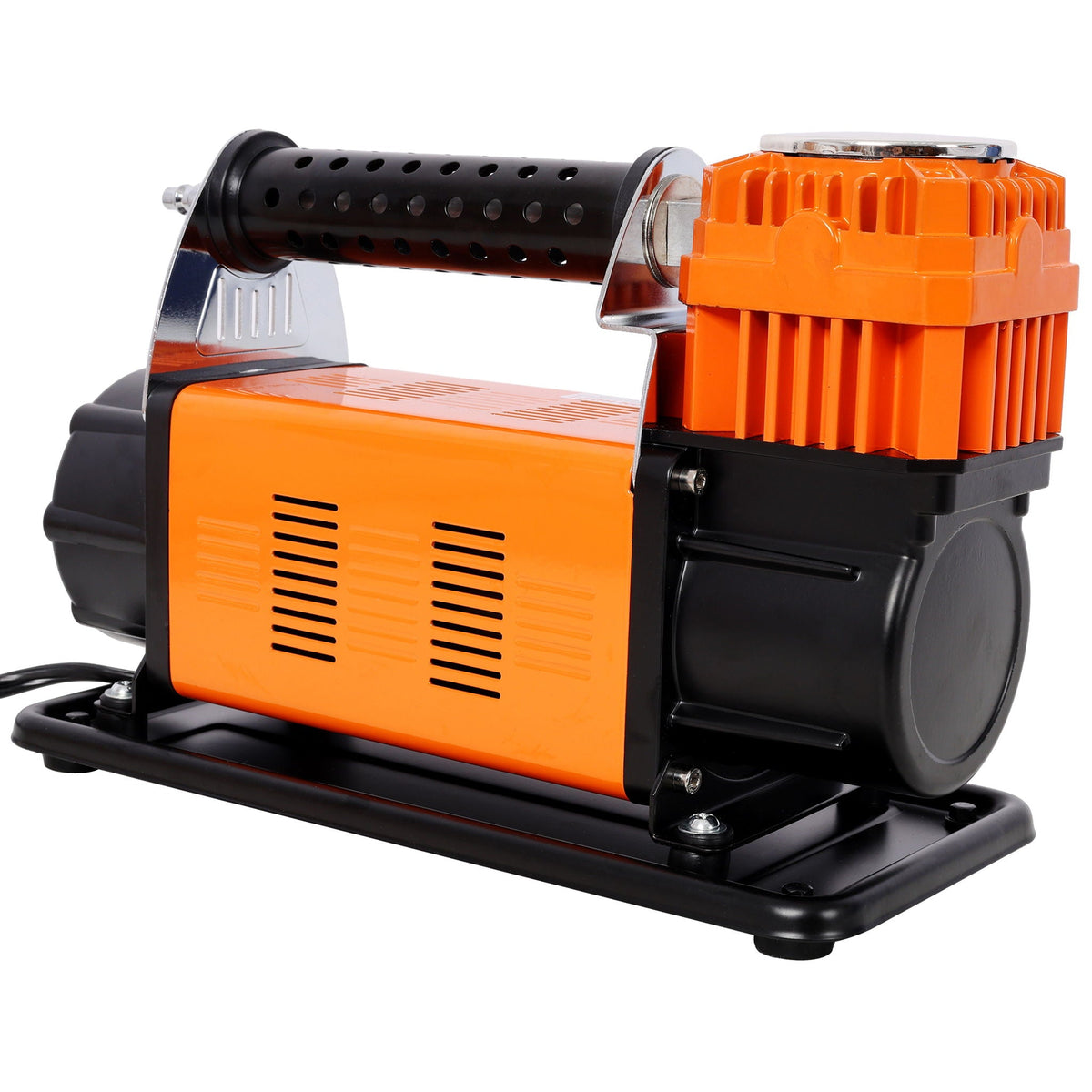 Heavy Duty 12V Air Compressor with Pressure Gauge – Black / Orange
