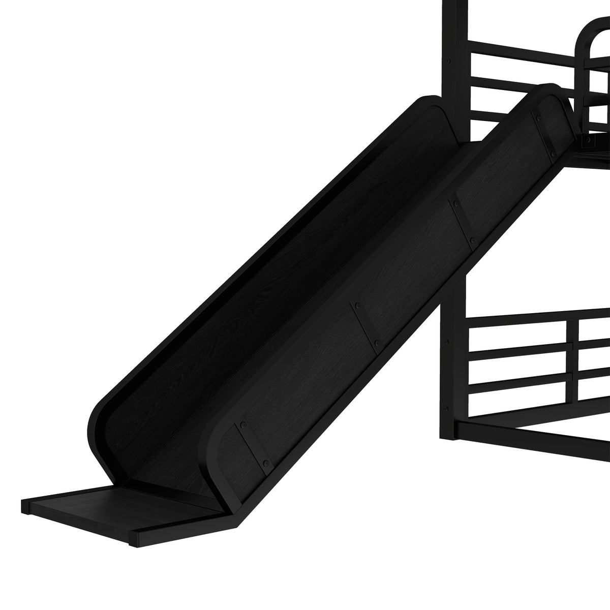 Queen Over Queen Triple Bunk Bed with Slide - Metal Frame