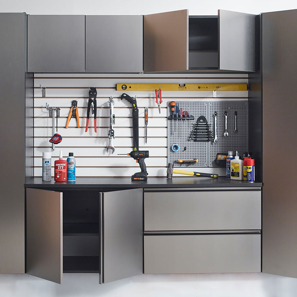 Wall Mounted Garage Cabinet with Deep Storage & Soft-Closing Drawer - Dark Gray