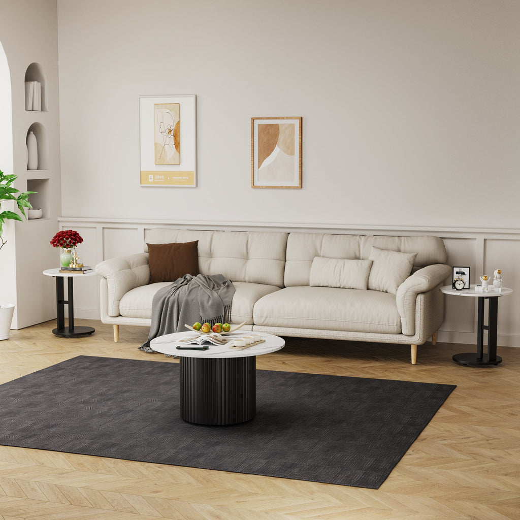 Modern Nesting Coffee Table Set of 3 with Faux Marble Tops - White Faux Marble