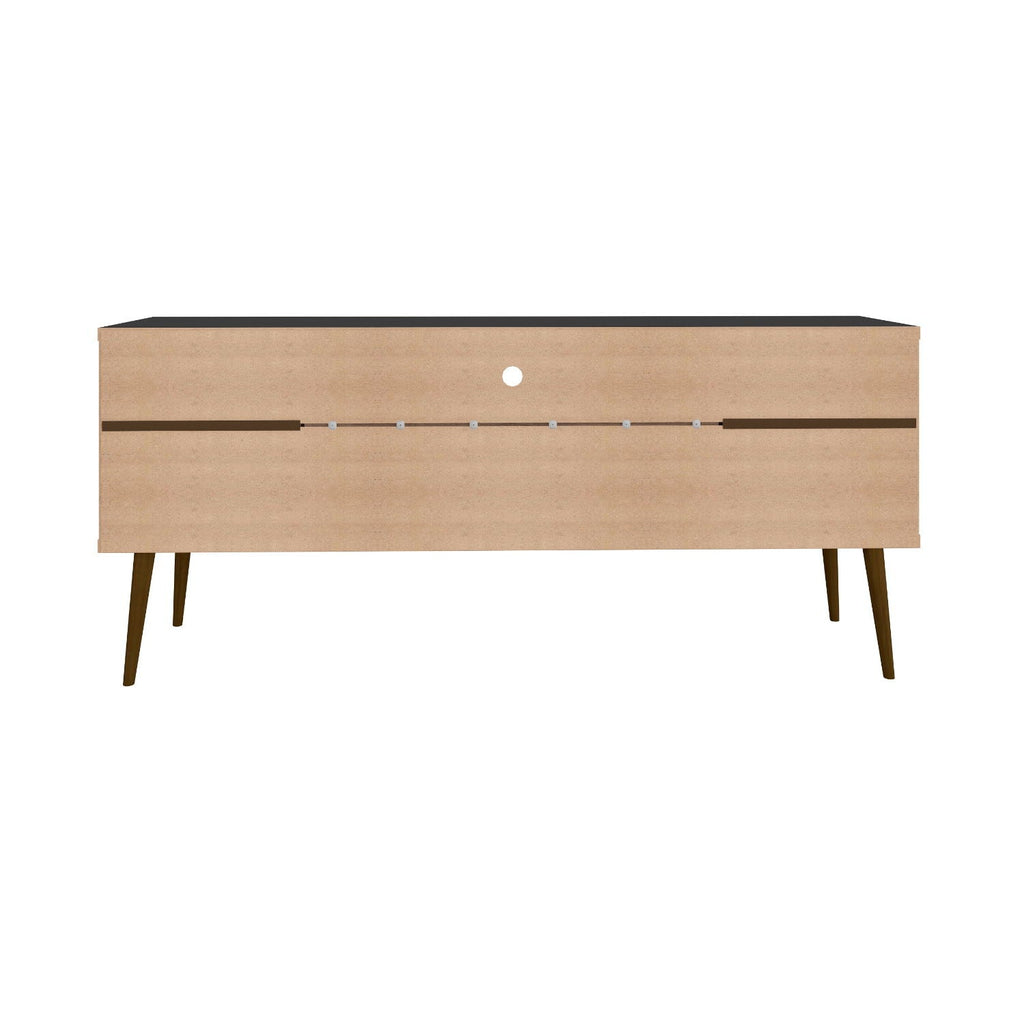 Mid-Century Modern TV Stand with Solid Wood Splayed Legs - White or Black