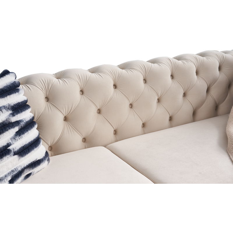Modern Tufted Living Room Sofa with Button Detail - 84.25" Wide, Multiple Colors