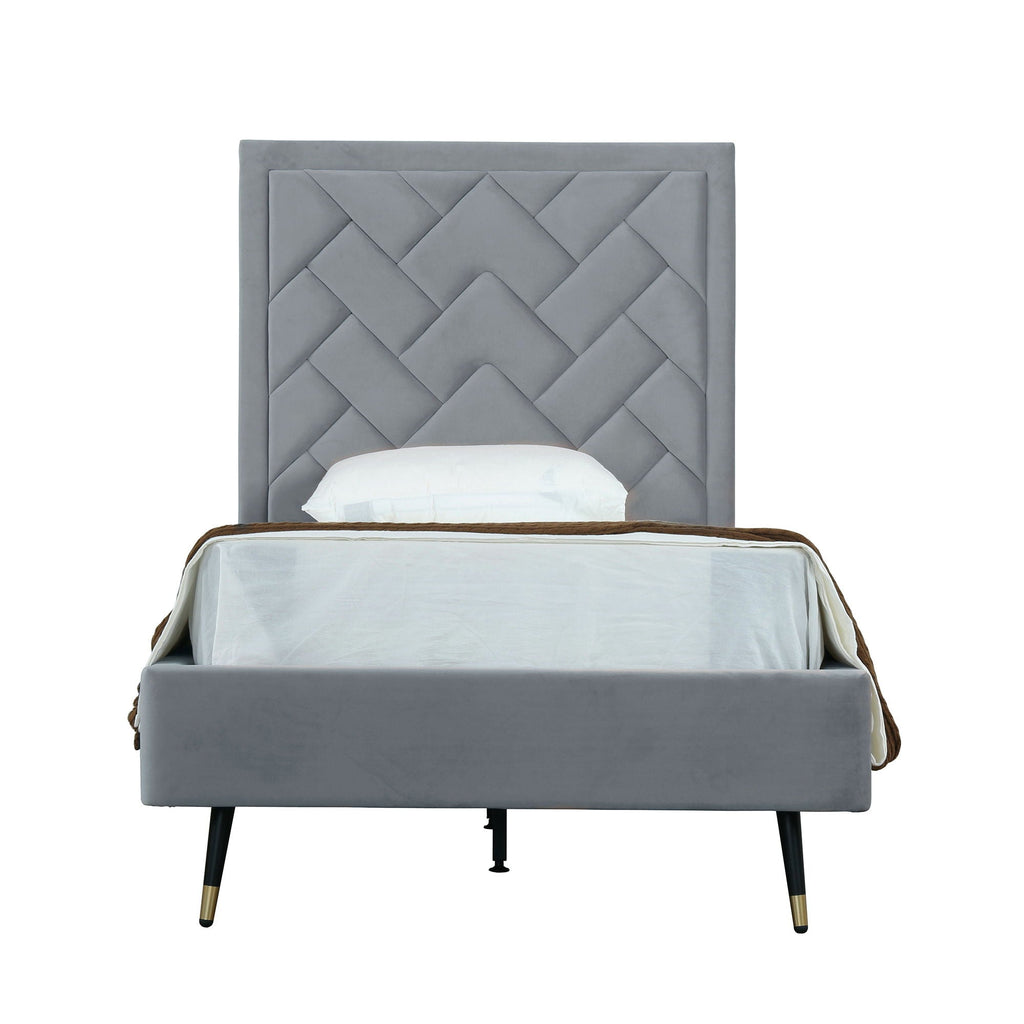 Upholstered Bed with Headboard and Slats - Multiple Colors
