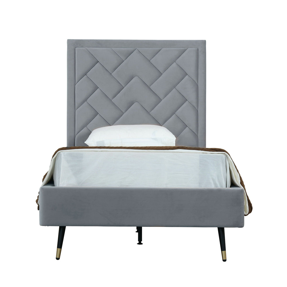 Upholstered Bed with Headboard and Slats - Multiple Colors