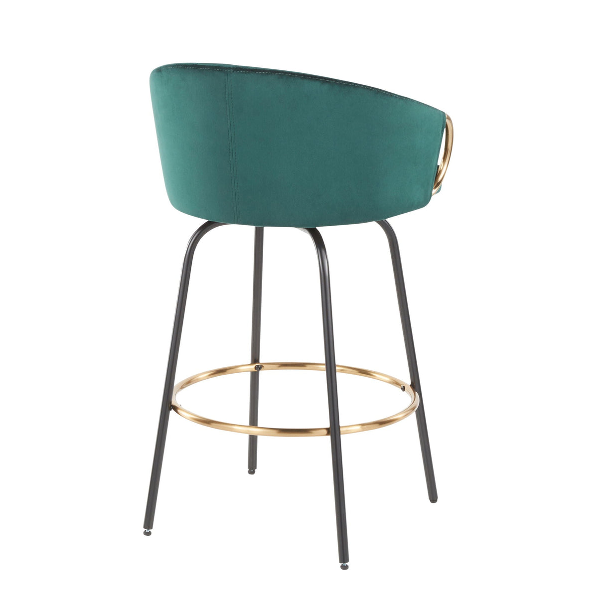 Contemporary Glam Counter Stool Set of 2 with Upholstered Seats – Light Blue, Dark Green, Beige, or Black