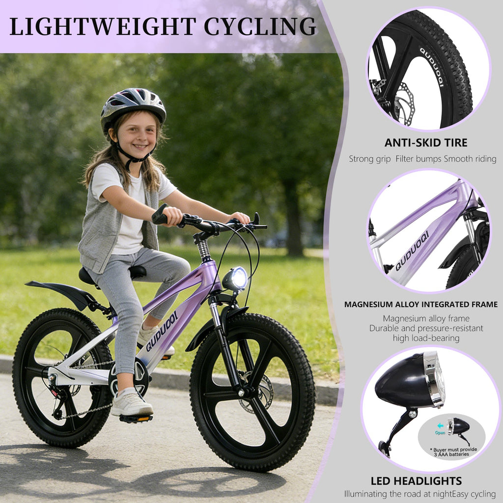 20 Inch Kids Mountain Bike with Magnesium Alloy Frame - Black