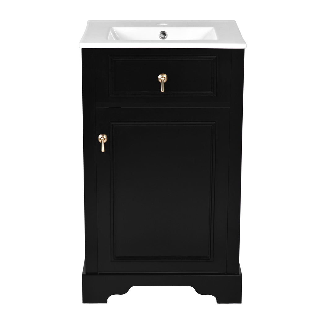 Elegant Bathroom Vanity with Ceramic Sink and Soft-Close Door - Multiple Colors