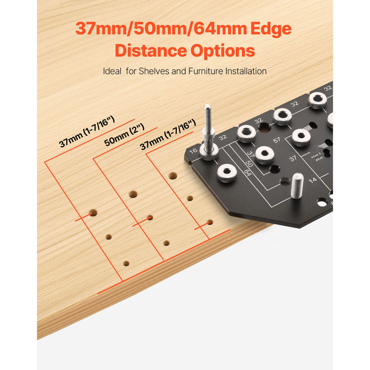 Aluminum Alloy Shelf Pin and Hinge Jig Two-in-One Cabinet Drilling Tool
